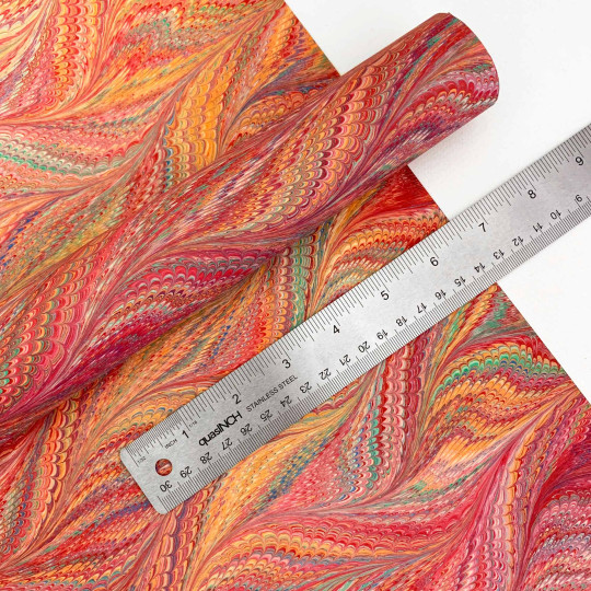 Hand Marbled Paper Butterfly Pattern in Red Multi ~ Berretti Marbled Arts